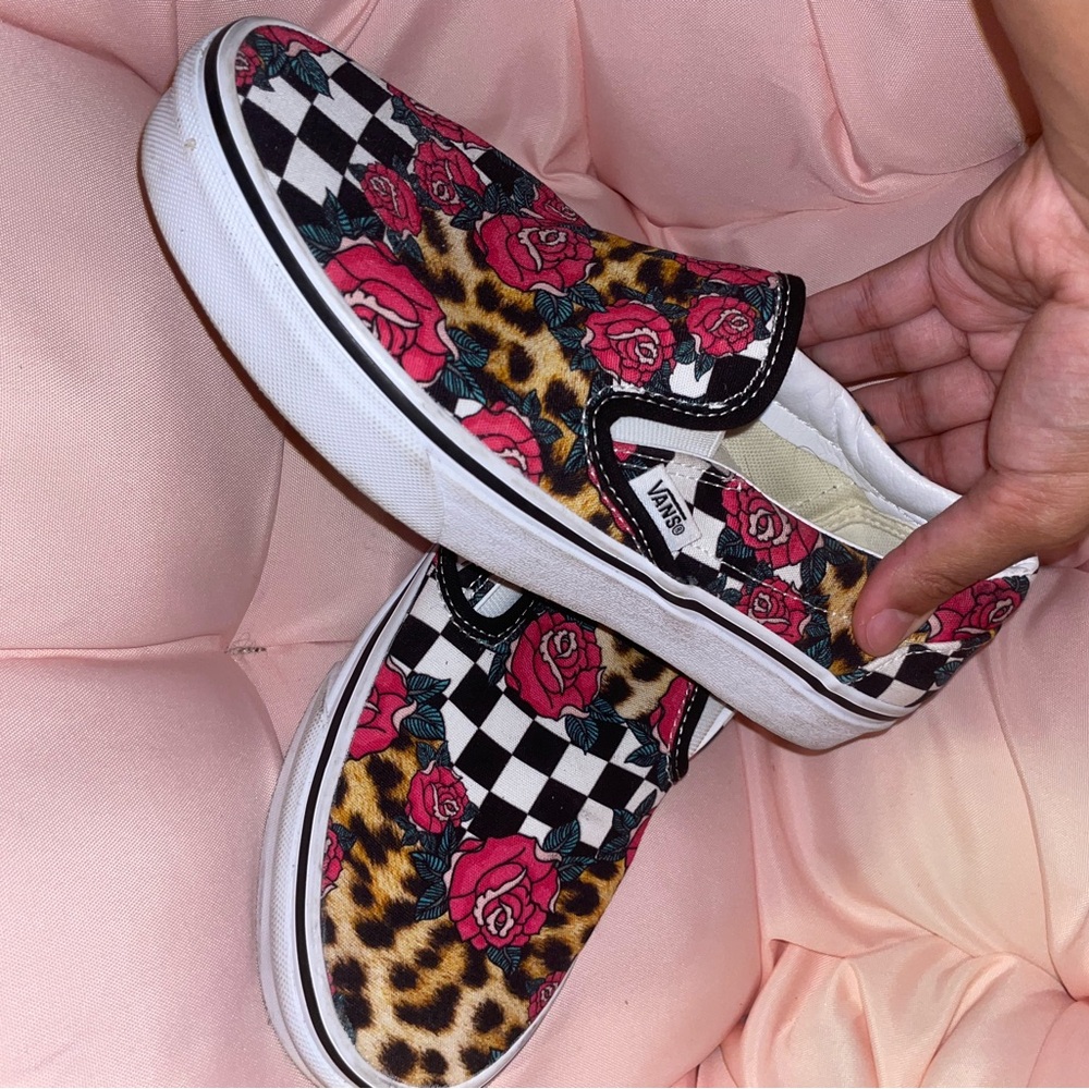 Vans Slip-On Shoes with Red and Black Design